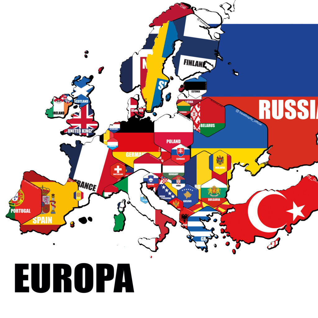 Karte mit den Stickern Europas